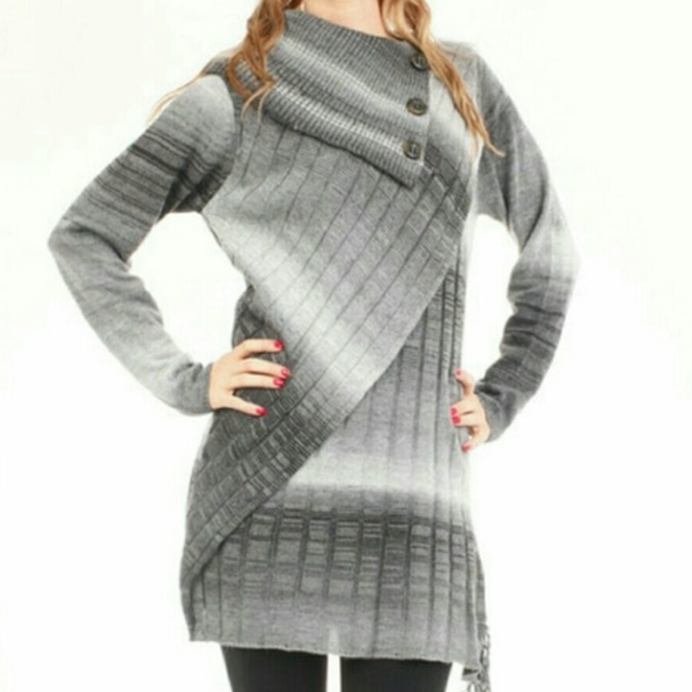 😊 Baciano Fringed Asymmetrical Sweater /Dress
